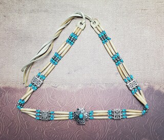 PHALIN Fascia Per Capelli Western Con Strass, Nodo E Ciondoli Stivali E Cappello Da Cowboy - Turchese