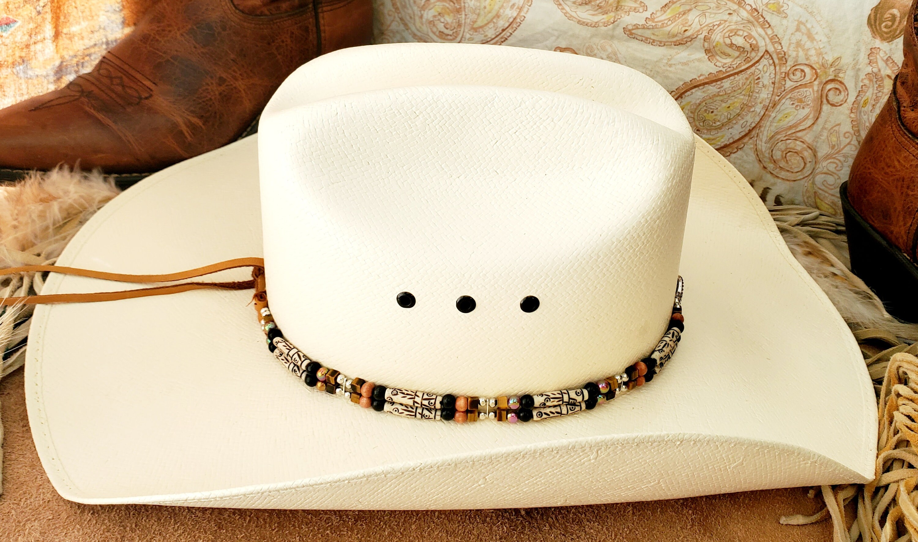 Hat Band With Bone Beads, Tiger display picture 2