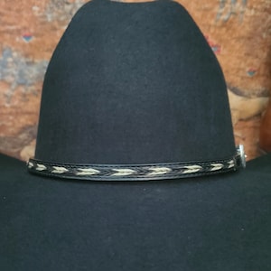 Authentisches Western Hutband Aus Pferdehaar - Geflochtenes Design Mit Silberbeschlägen