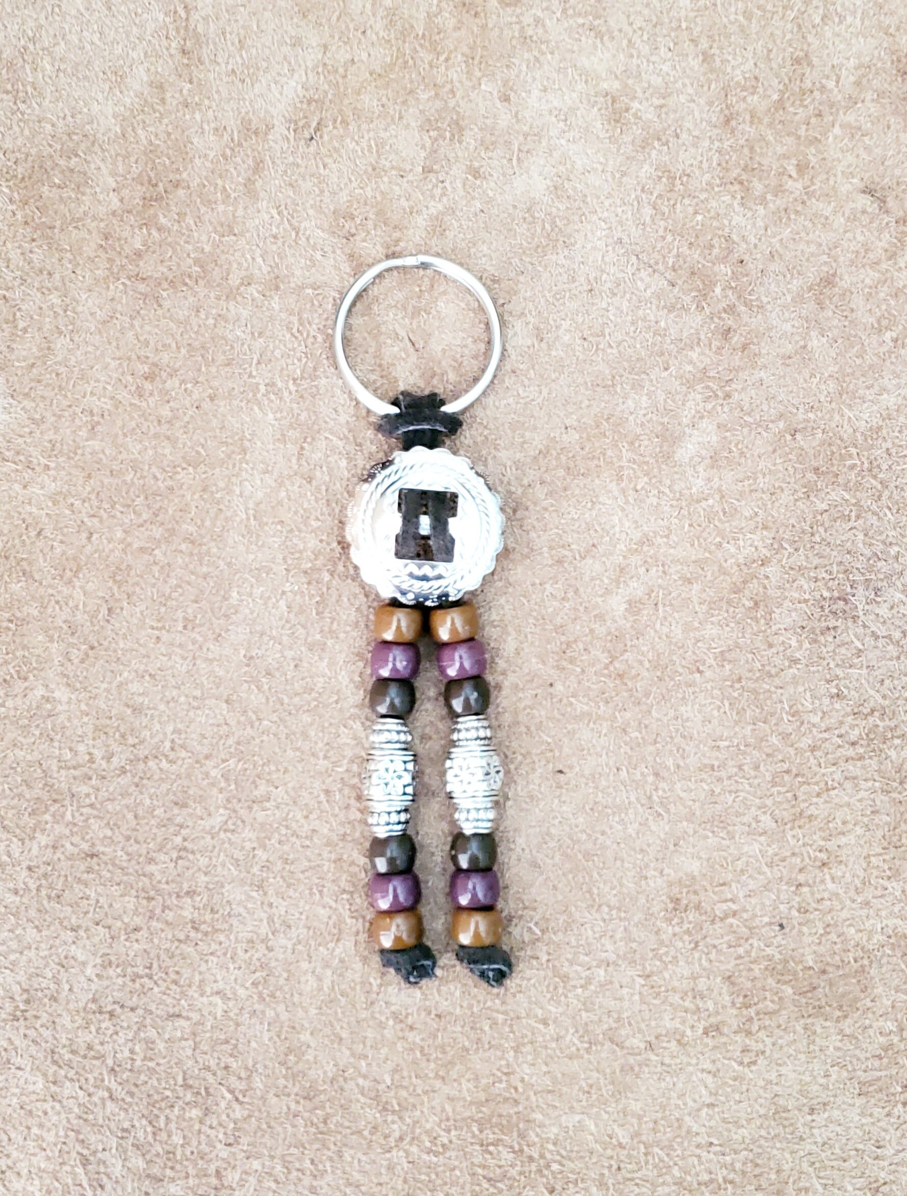 CALEE キャリー SILVER STAR CONCHO LEATHER KEY RING