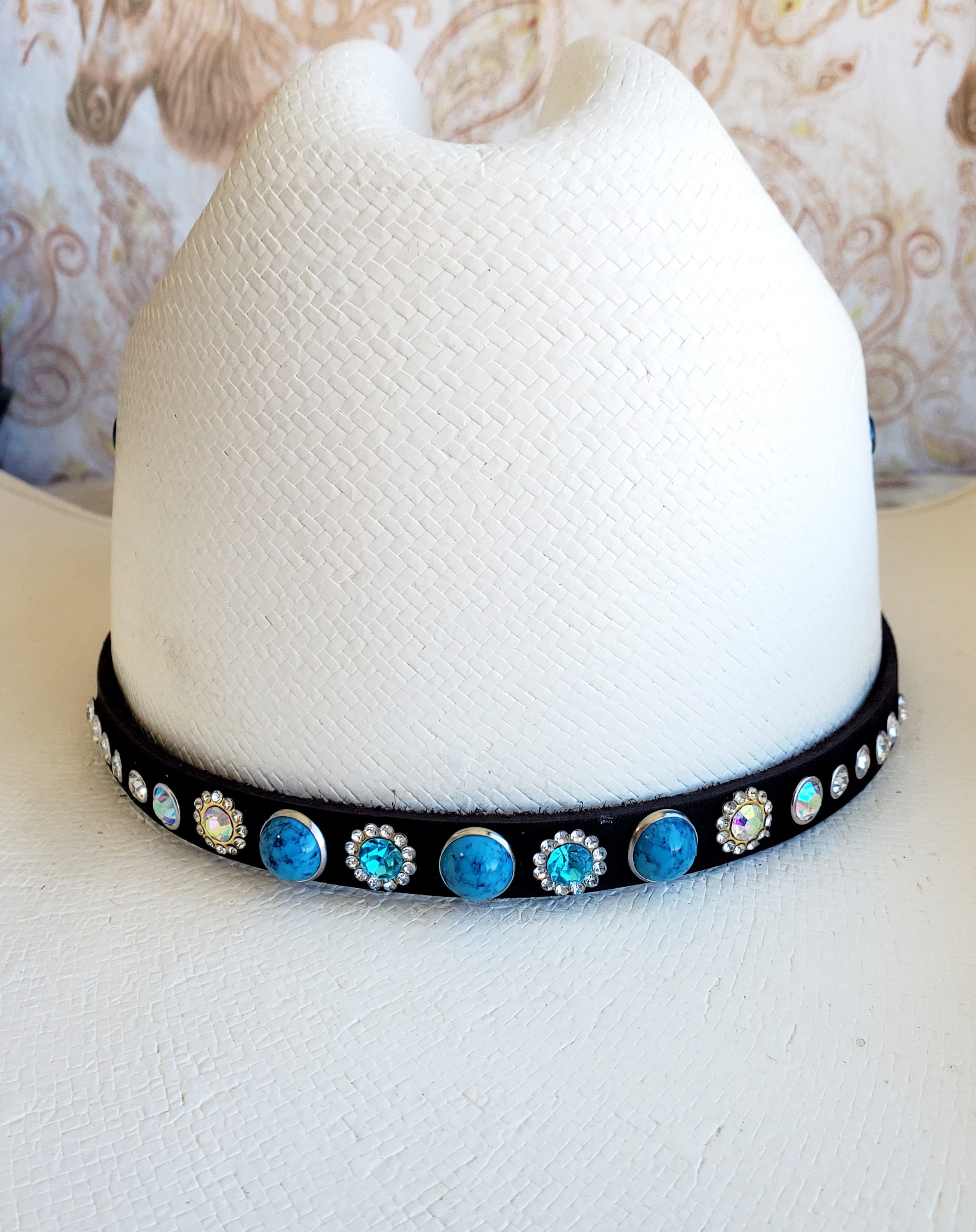 Turquoise Rhinestone Hat Band - Etsy display picture 1
