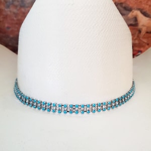 women\'s Turquoise blue bling studded hat by Jewel Cap NWT New with‎ tag Blue Rhinestone Hat Like new | Mercari main image 4