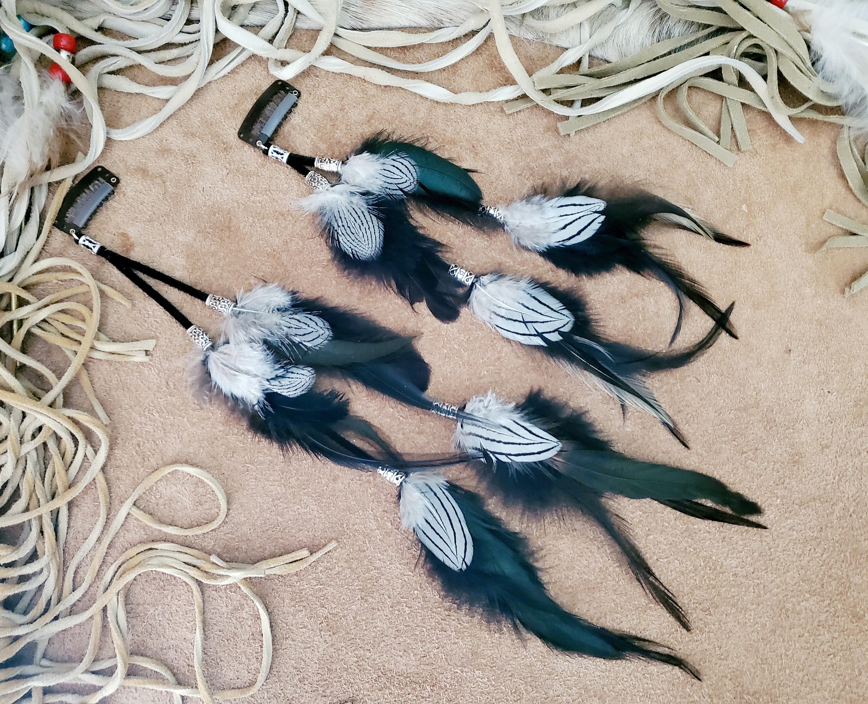 Vintage Chic Black/Gray Feather Hair Clip Accessory With decorative accents Black Feather Hair Clip - Etsy main image 3