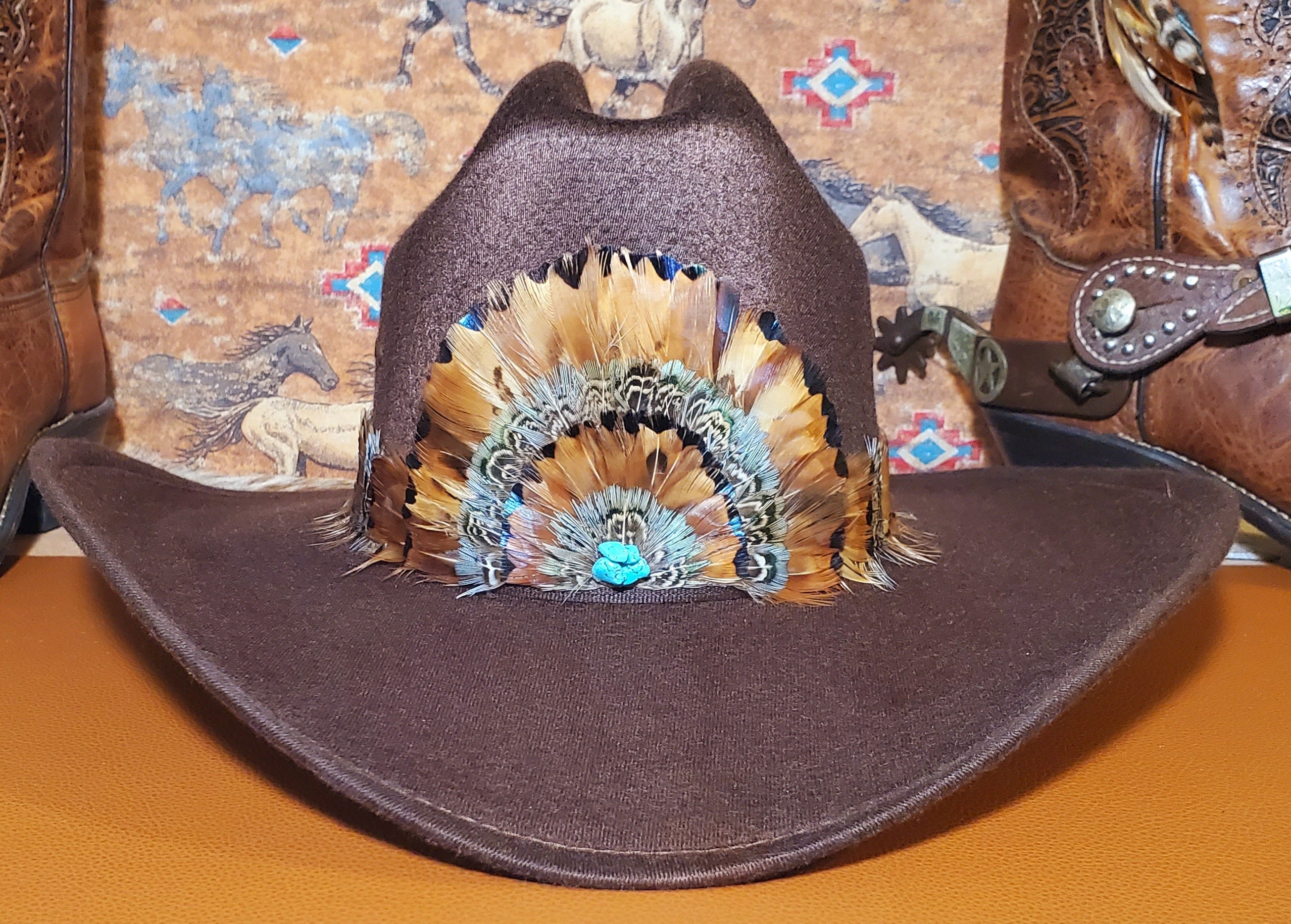 Banda Para Sombrero Vaquero Con Cuentas - Estilo Western, Azul Y Dorado, Ajustable Para Hombre