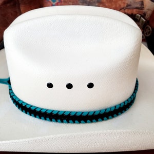 Leather Stitched Hat Band with Adjustable tie, Western Cowboy Hatband, Black, Turquoise, Red, Brown and more... image 9