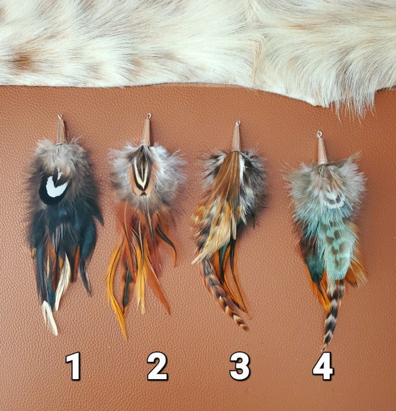 Feather Keyring, Metal Keychain With Natural Feathers, Handmade