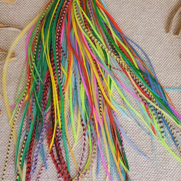 Long skinny feather(s) and a clip, Boho Hair Extension, Choose how many feathers and type/color of clip, Add to a Hair Feather