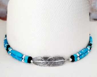 Turquoise Western Cowboy Hat Band Made From Turquoise Bone  display picture 3