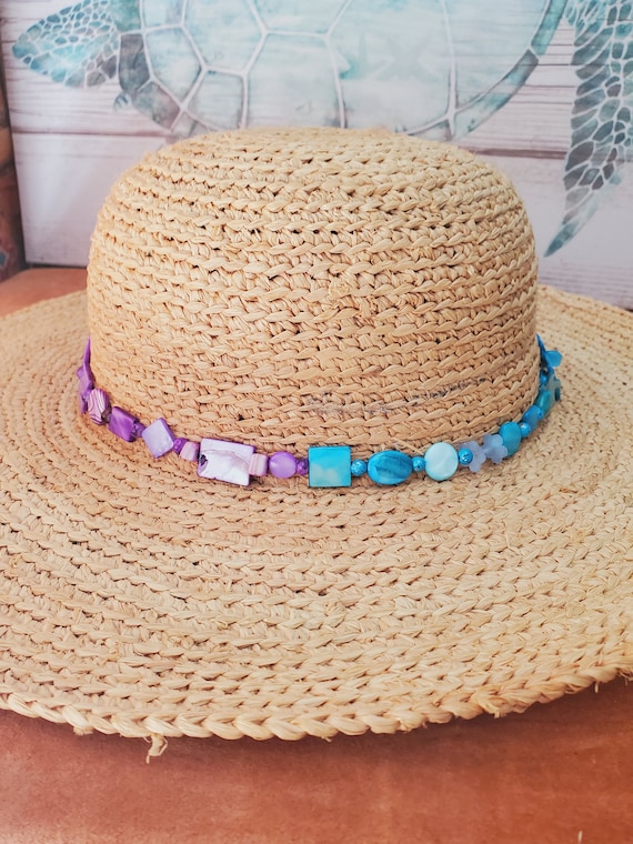 Shell Hatband With Turquoise Blue and Purple Mother of Pearl  display picture 3