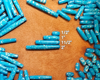 Turquoise Bone Hairpipe Beads, 1/2",  1", 1 1/2" or 2" (Set of 25)