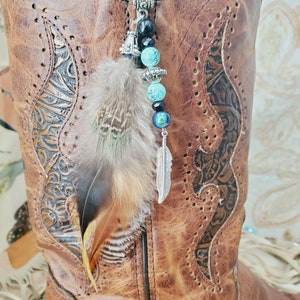 Boot Topper, Boot Bling, Feather Boot Topper with beads - metal feather, arrow, or arrowhead - Handmade, Add some bling to your Cowboy Boots