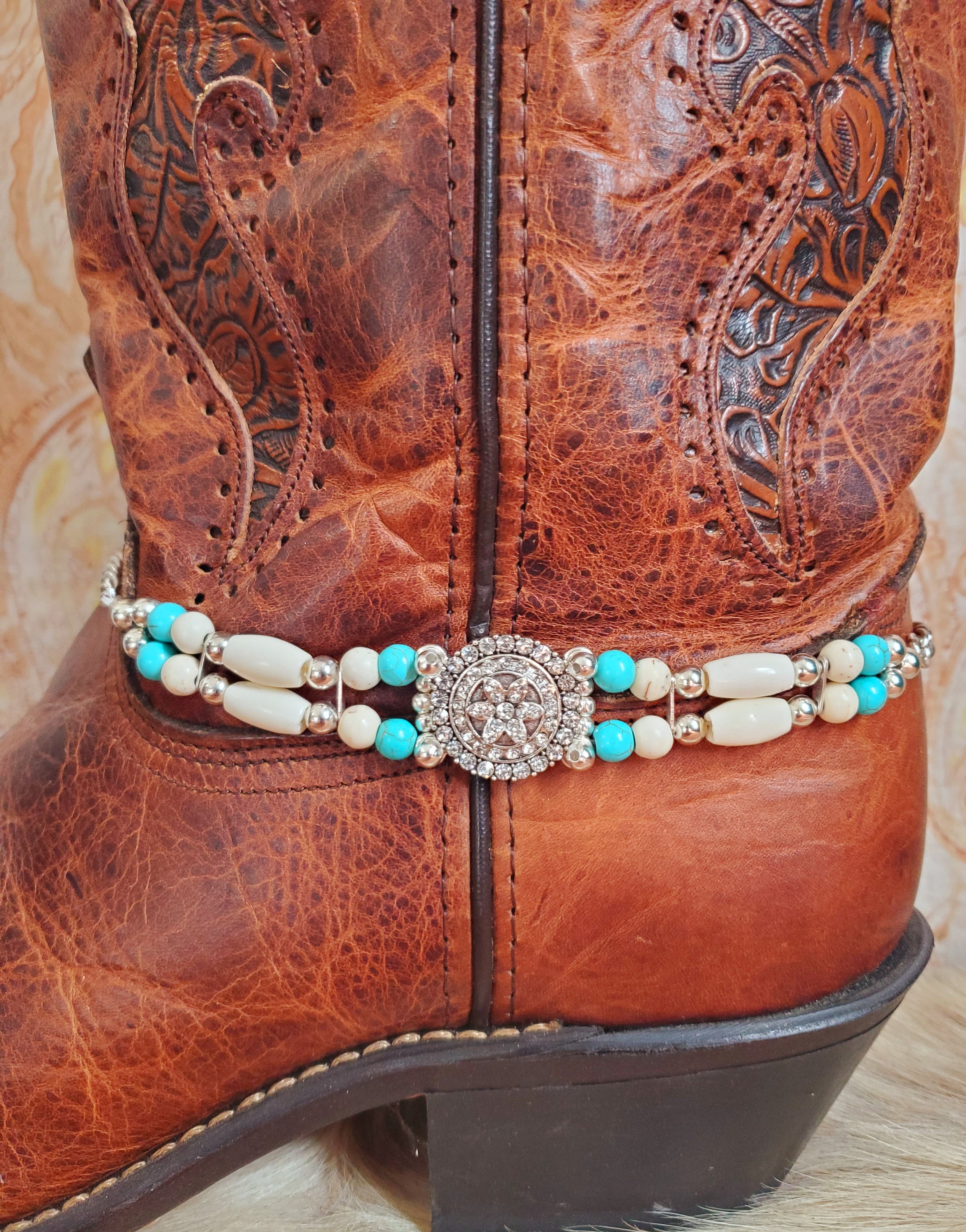Cowgirl Boot Bracelet Anklet, Handmade With Rhinestones, Silver and ...