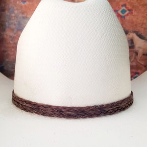 Horse Hair double braided Hatband.  Can be made with your horse's hair as a keepsake or our horse equine hair. Stainless Steel Ends