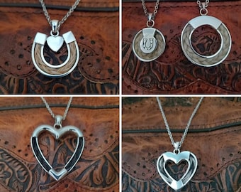 Horse Hair Heart Pendant Necklace, 925 Sterling Silver, can be made with your horse's hair as a keepsake or our horsehair