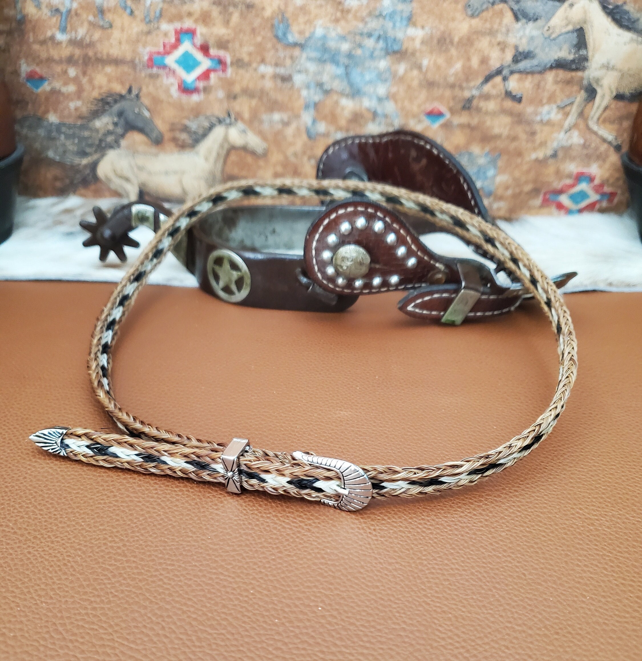 Bracelet crins de cheval Tresse 4 mèches fermoir magnétique - Chevaux