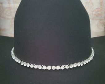 Fascia per cappello con strass, fascia per cappello con strass, stile cowboy/cowgirl, fascia per cappello con cristalli scintillanti, regolabile, fatta a mano