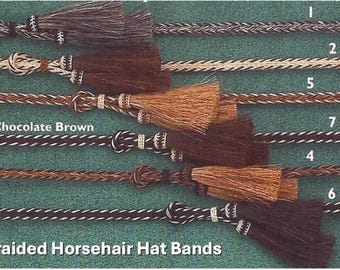 HorseHair Braided Hat Band - 6 colors, Adjustable, Western Cowboy Hatband