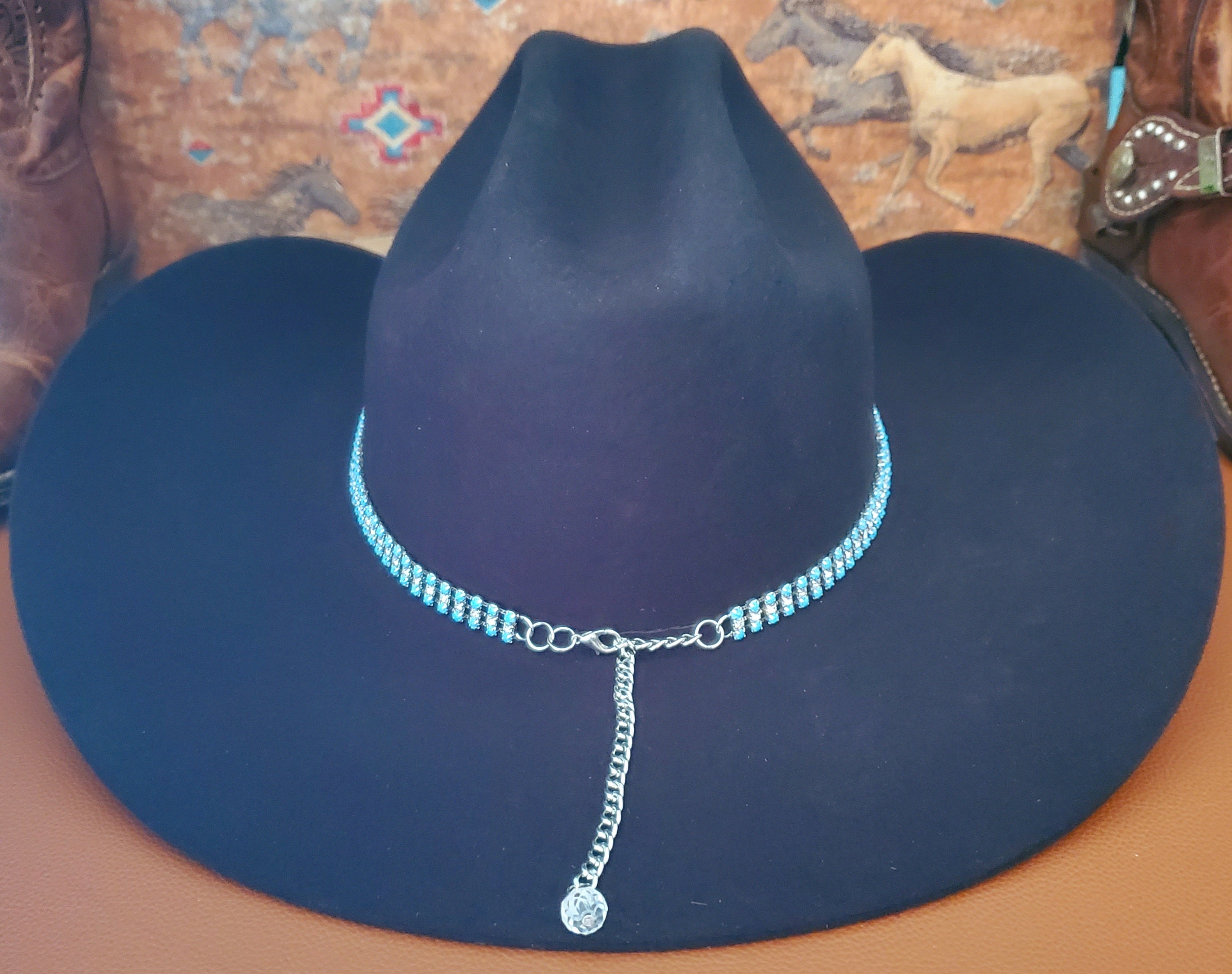1 pezzo Cappello da cowboy lucido unisex, cappello stile punk con orlo