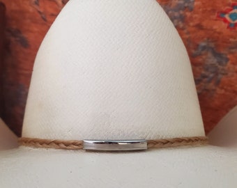 Horse Hair Single Braid Hat Band with stainless steel slider bar in front.  Handmade with your horse hair as a keepsake or our horse hair.