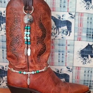 Boot Bling, Concho and Beads Boot Topper with charm, Western, Handmade Bling for your Boot - get matching boot bracelet or purse dangle