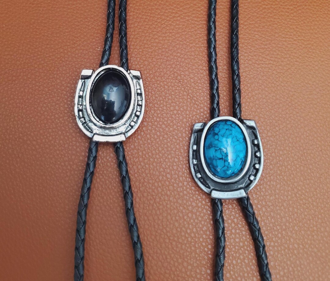 Cravate Bolo Vintage Amérindienne - Véritable Turquoise Bleu (Occasion)