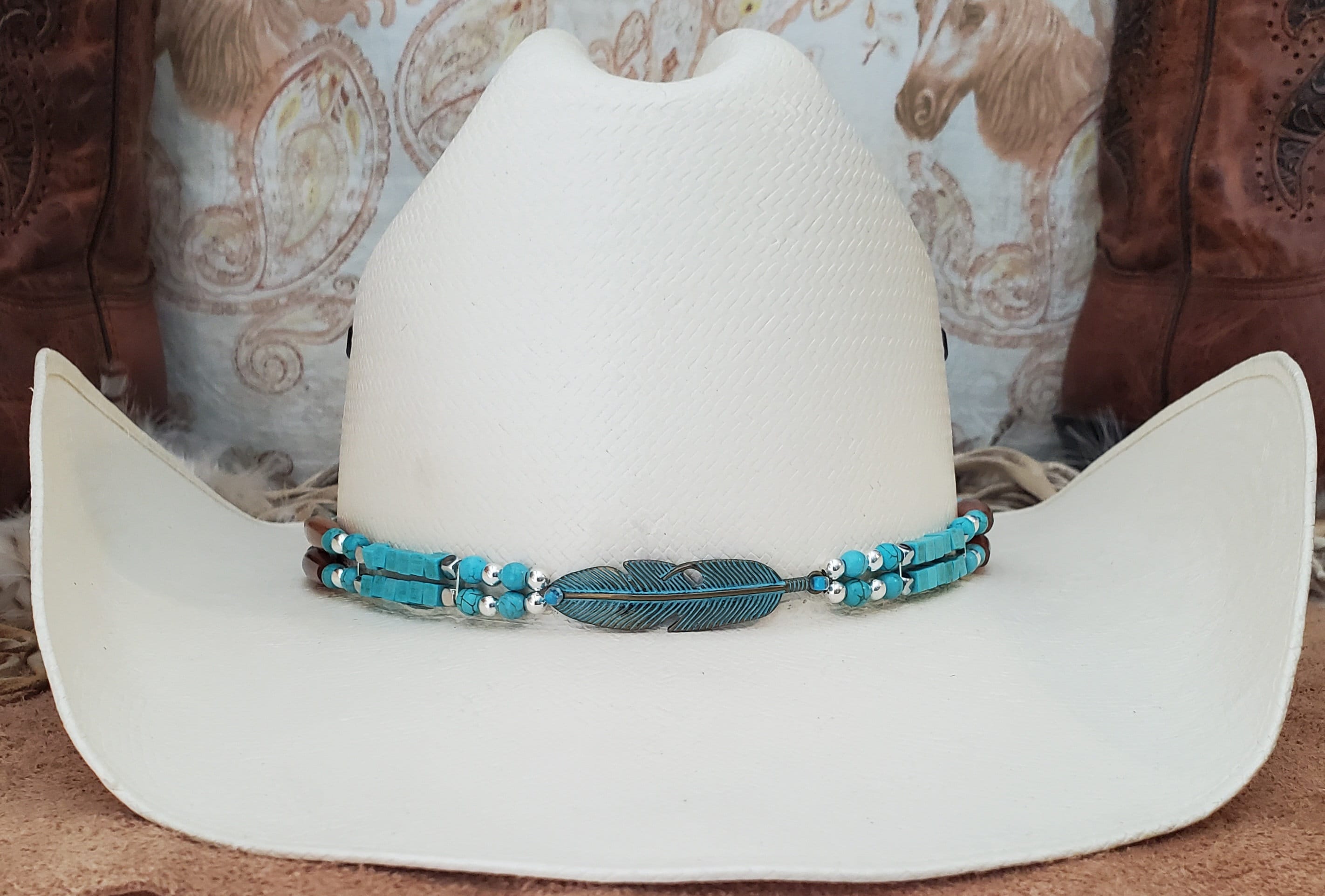 Greabuy Fascia Per Cappello Con Perline, Fascia Per Cappello In Stile