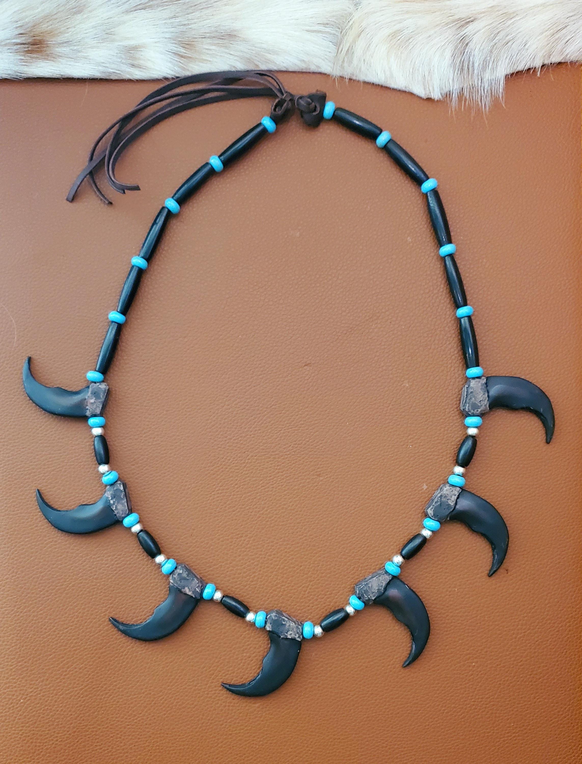 Bear Claw Necklace, Native American Indian Style Replica Grizzly