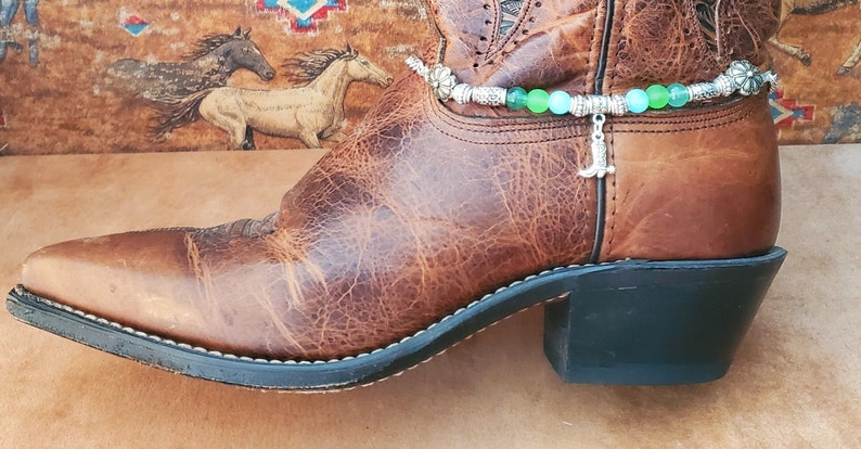 Boot Bling, Concho and Beads Boot Topper / Boot Bracelet with charm, Western image 4