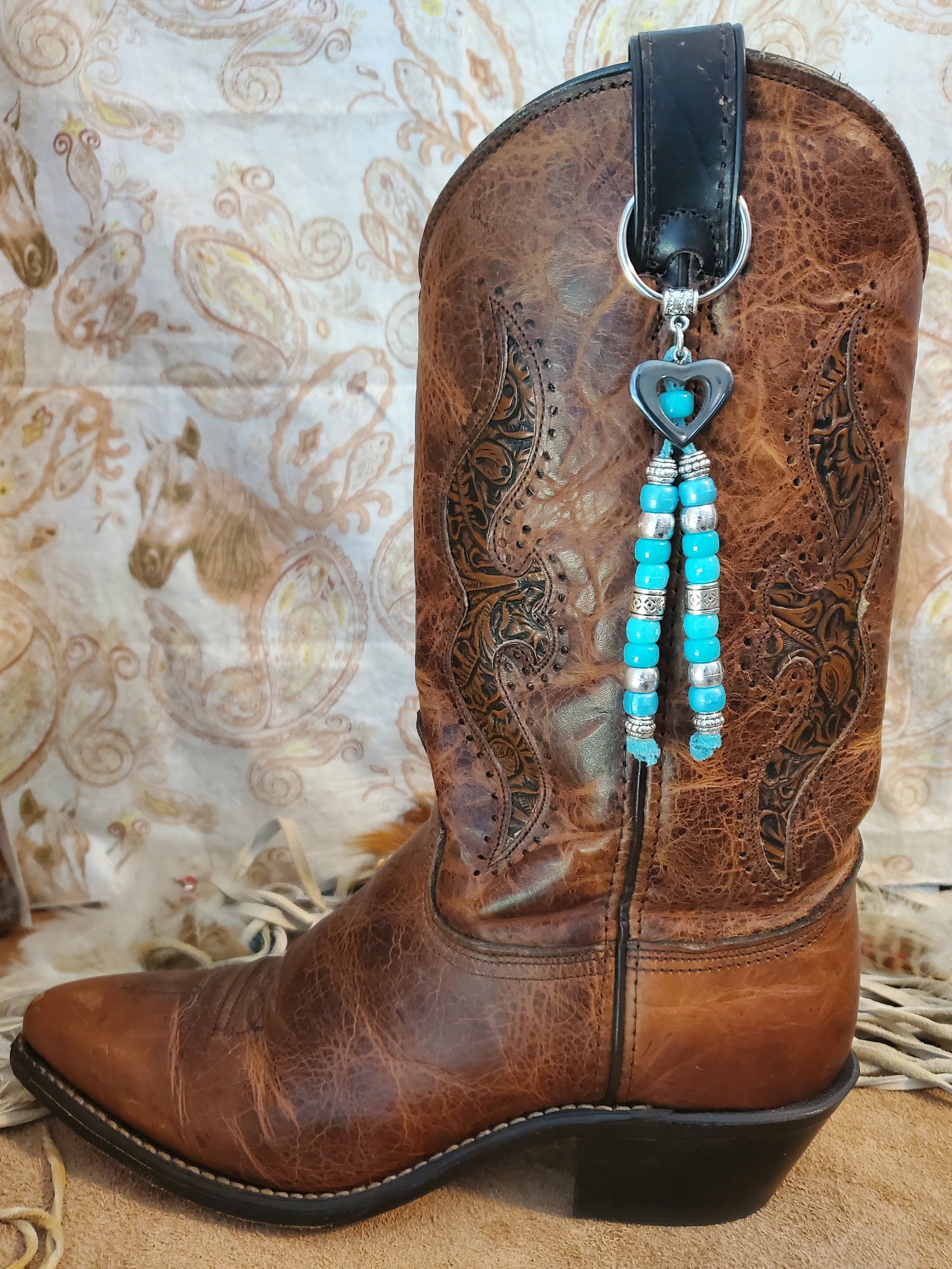 Boot Bling Topper - Western Cowboy Boot Topper With Hematite Heart and ...