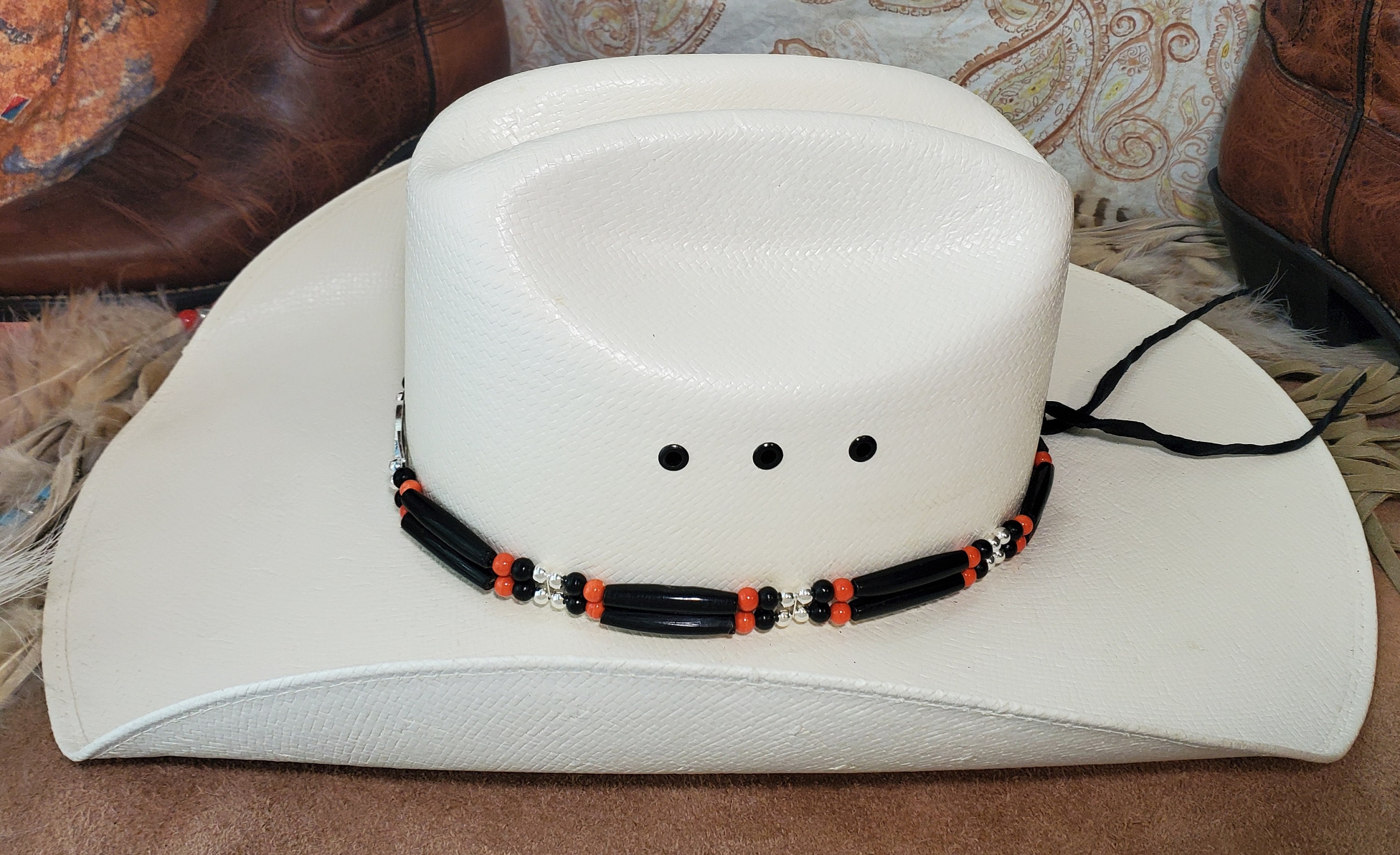 Harley Davidson Western Cowboy Hat Band - Orange / Black 