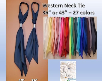 Western Neck Tie 36" or 43" Neck Scarf - Available in 27 Colors, Cowboy, SASS, Bandana, Neck Scarf, Neckwear, Scarves