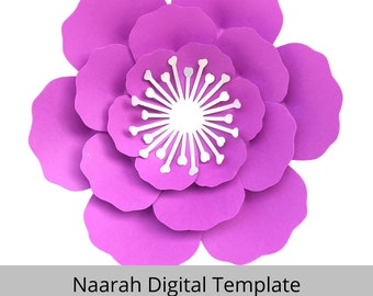 Large Paper Flower SVG, Paper Flower Template, Digital File, Cricut paper flower, Cricut cut file, Naarah template SVG , Silhouette cut file