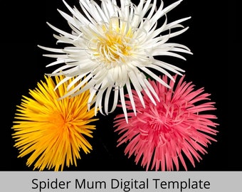 Spider Mum, Chrysanthemum, Small Paper Flower, Paper Flower Template, Digital File, Cutting machine paper flower, PNG cut file, cut file