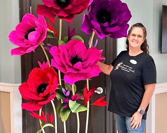 Plantilla gigante de flor de papel crepé, decoración para eventos, flores para fiestas hechas en casa (PDF)