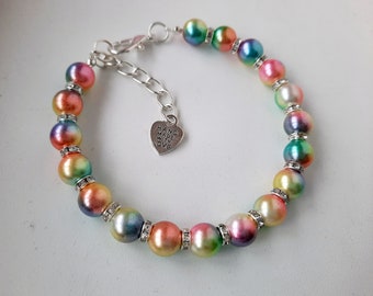 Pearl necklace for dogs and cats with rhinestone roundels