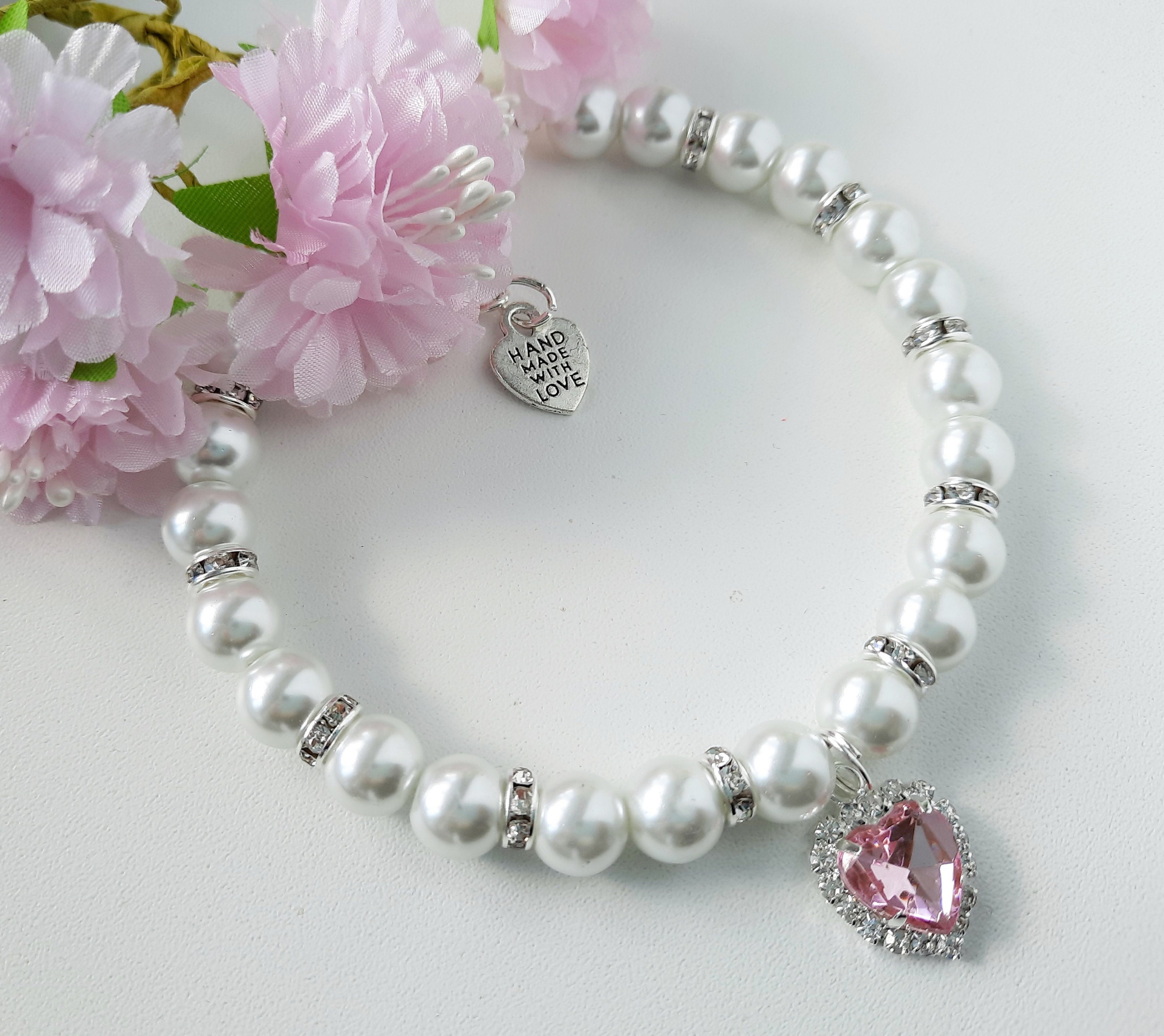 Perlen-Halsband Mit Strass & Knochen-Anhänger Für Hunde & Katzen – In 4 Größen (S/M/L/XL), Rosa