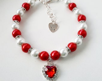 Collar de perlas para perro y gato con dije de corazón, joyería personalizada para mascotas, collar para cachorro.