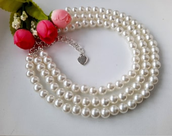 White pearl necklace for dogs, wedding dog necklace