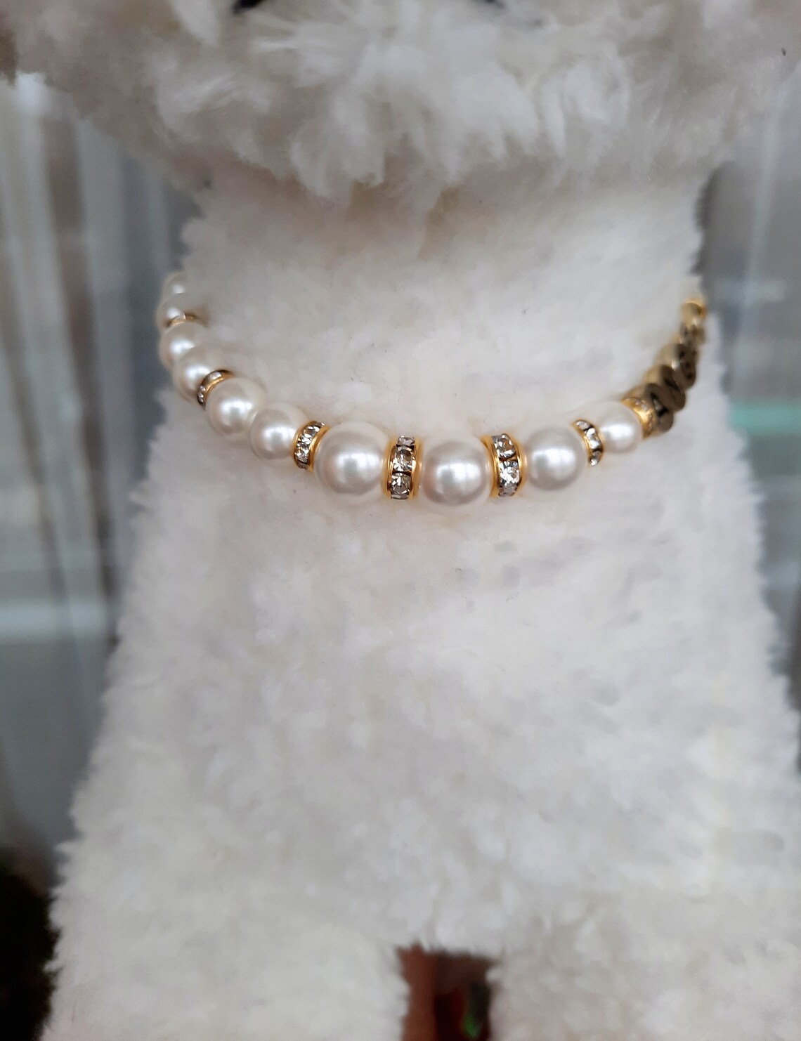 Personalized ivory pearl necklace for dogs and cats with | Etsy