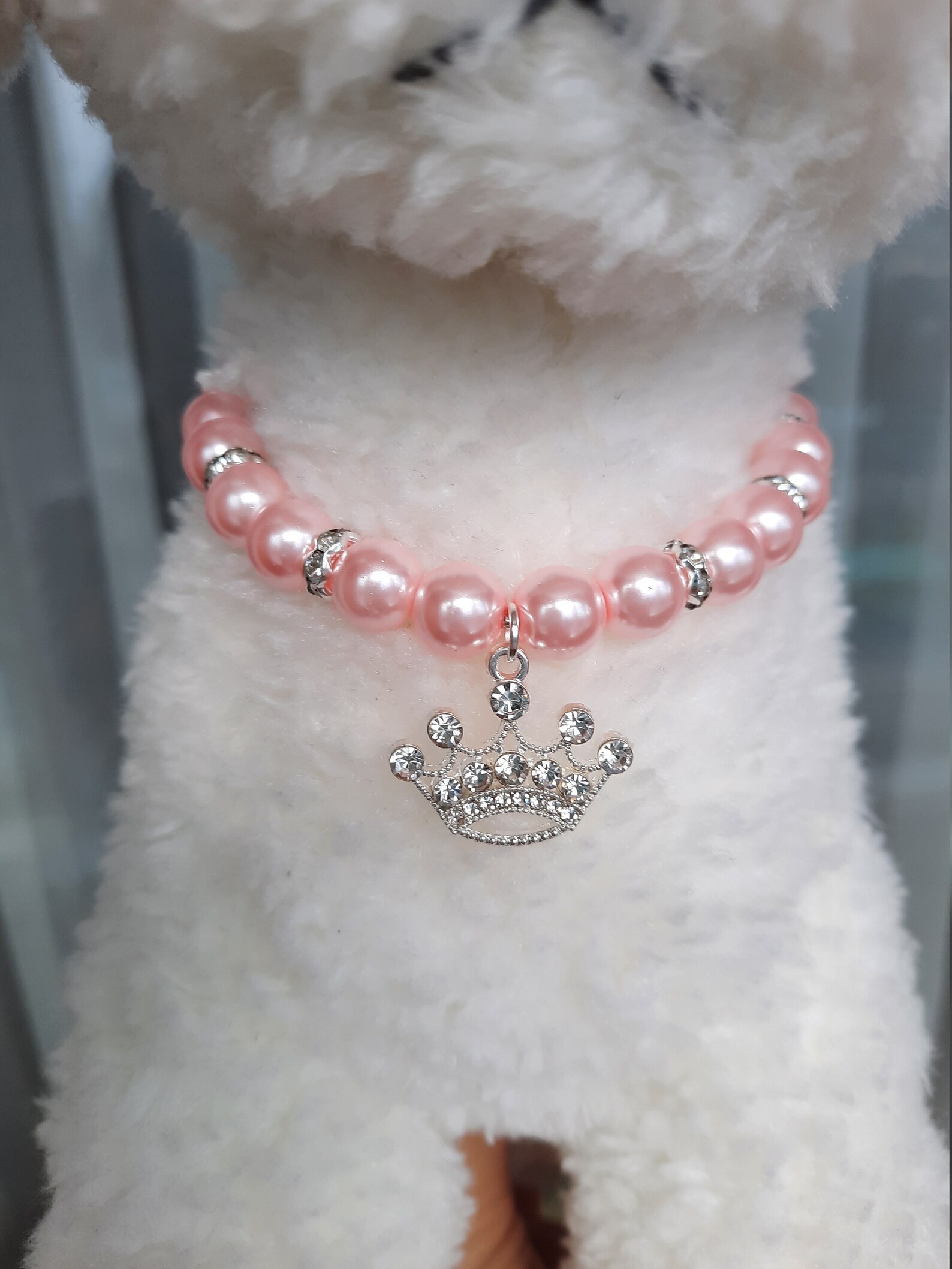 Rosa Perle Halskette für Hunde und Katzen mit Krone Charme und Etsy