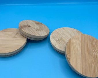 25, 50, 100, 150 Bulk Eco-Friendly 80mm, 90mm Bamboo Candle Jar Lids - Candle Making Supplies - Rubber Rim