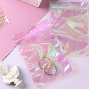 Clear Holographic Zip bags -  Pack of 20