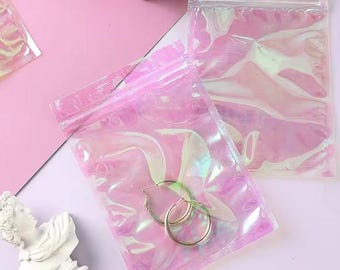 Clear Holographic Zip bags -  Pack of 20