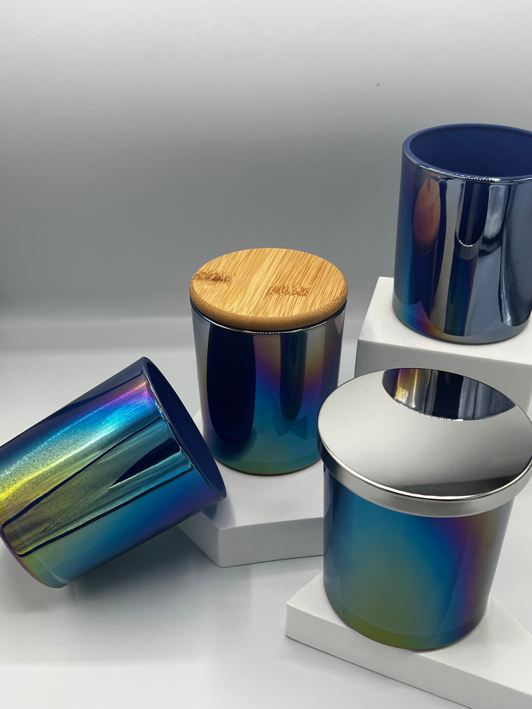 Hot Sale Shiny Iridescent Glass Candle Jars for Scent Candles - China Candle  Jar, Glass Jar