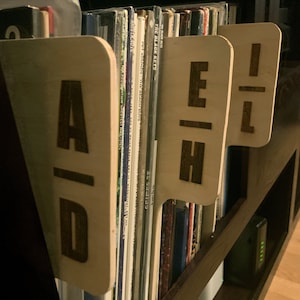 A-Z Vinyl Record Dividers - Horizontal Organizers - Laser Engraved