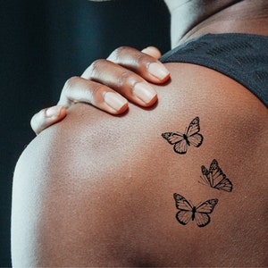 Butterfly Temporary Tattoo, 3 Butterflies Temporary Tattoo, Small Butterflies Temporary Tattoo, Hand Drawn Temporary Tattoo