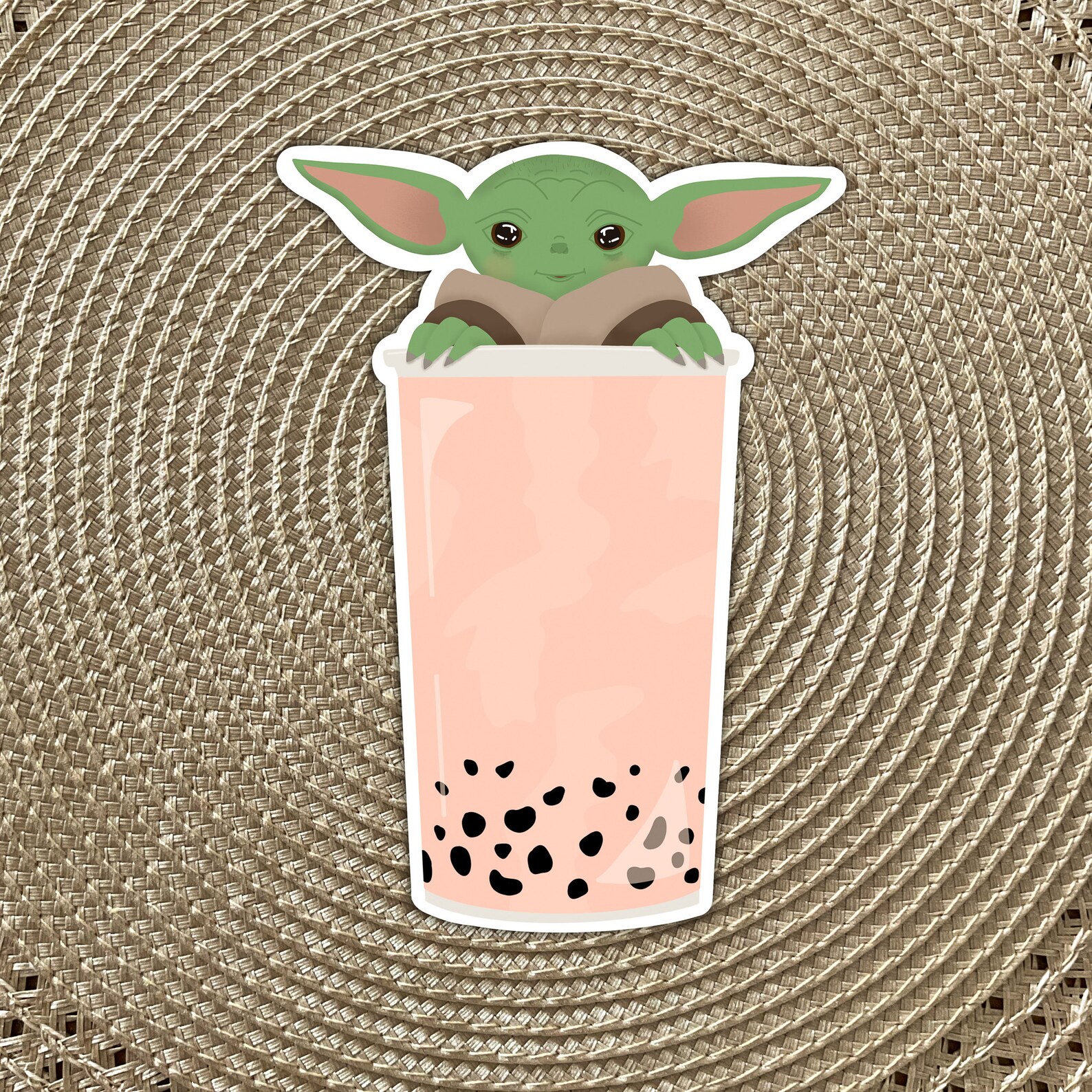 Baby Yoda in a Boba Drink Sticker Baby Yoda Vinyl Sticker Etsy