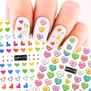 Multicolour Love Heart Sweet Shape Decal Transfer Nail Stickers