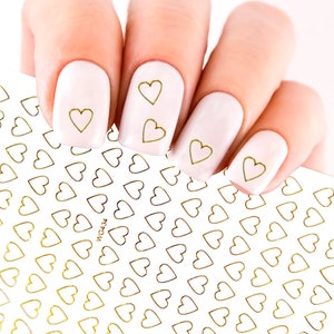 Gold Heart Decal Transfer Nail Stickers