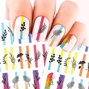 Leaf Nature Pattern Lines Pop Art Nail Art Water Decals Stickers Transfers